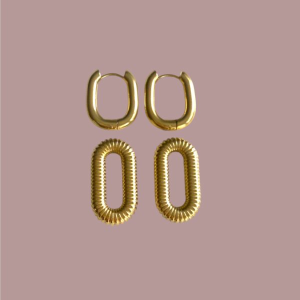 Boucles d'oreilles Créoles rectangles entrelacés