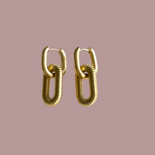 Boucles d'oreilles Créoles rectangles entrelacés