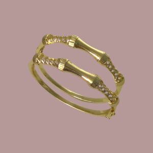 Bracelets régides-Photoroom Bracelet rigide doré et cristaux