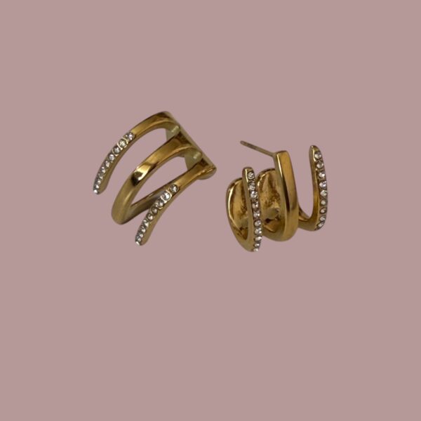 Boucles d'Oreilles 3 Lignes Cristaux